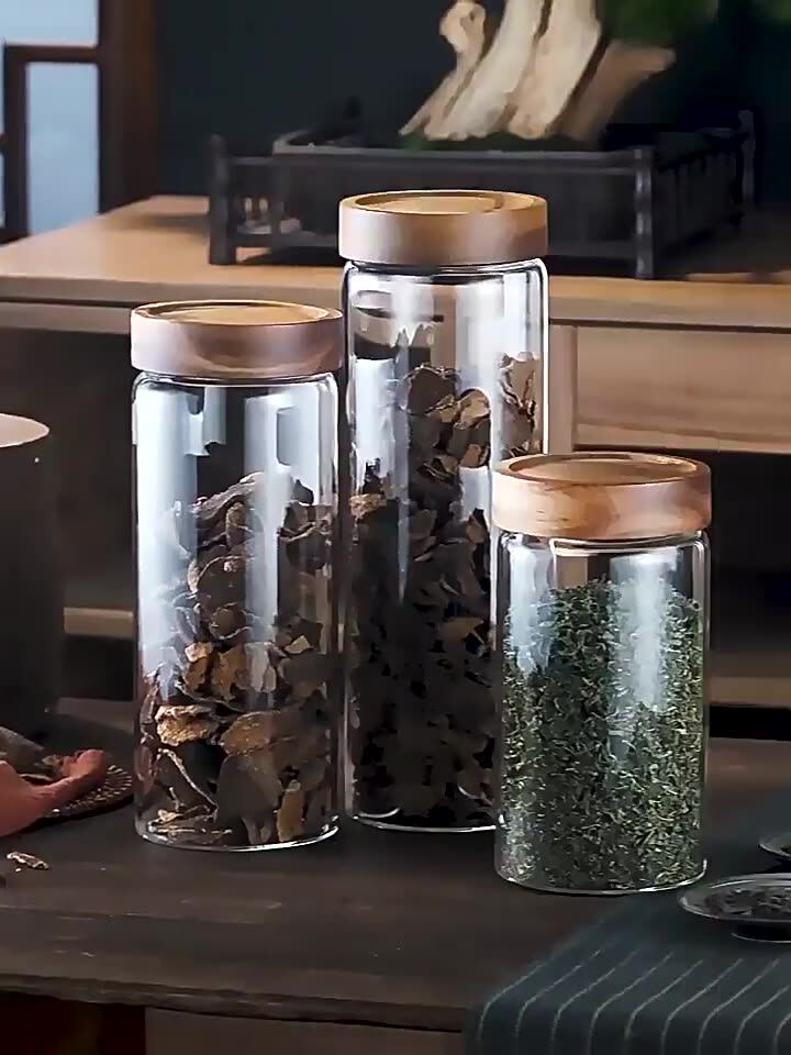 Tarro de cristal con tapa de madera hermético para alimentos_voghion.com