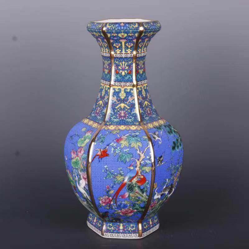 26CM Antique Ceramic Vase Royal Chinese Porcelain Vase Decorative Flower Ceramic Vase Ornaments Pot 