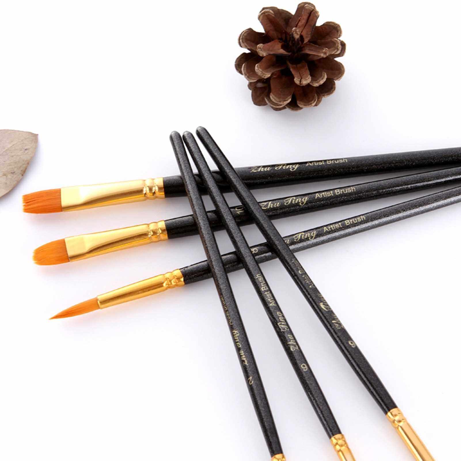 10pcs Artists Paint Brushes Nylon Hair Wooden Handle Professional ...