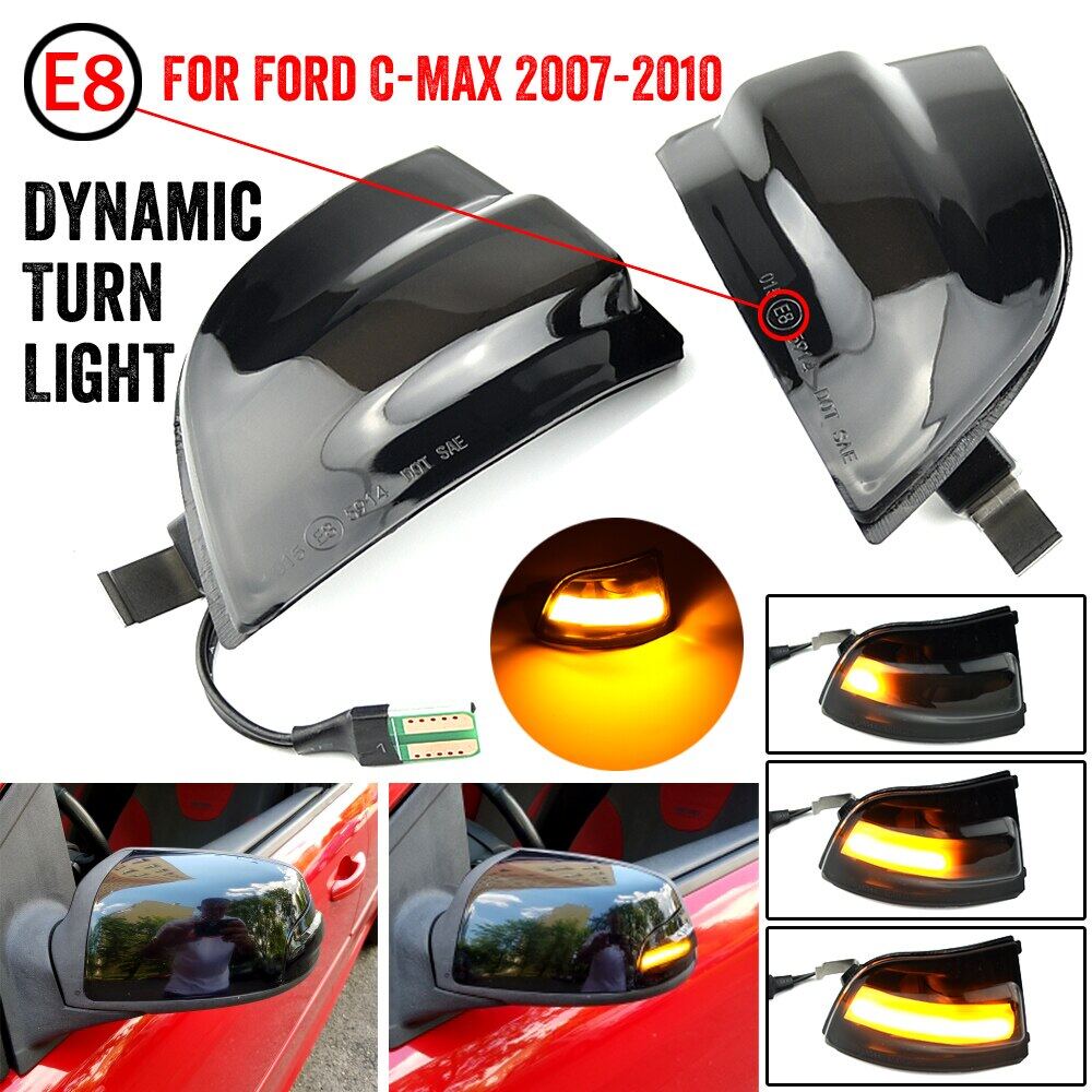 F-ord Focus 2 C-MAX 2003-2007 F-ord C-MAX 2007-2010 Dynamic LED Turn Signal Light Side Wing Rearview Mirror Indicator Blinker Light Fit for F-ord Focus 2 MK2 2004-2008