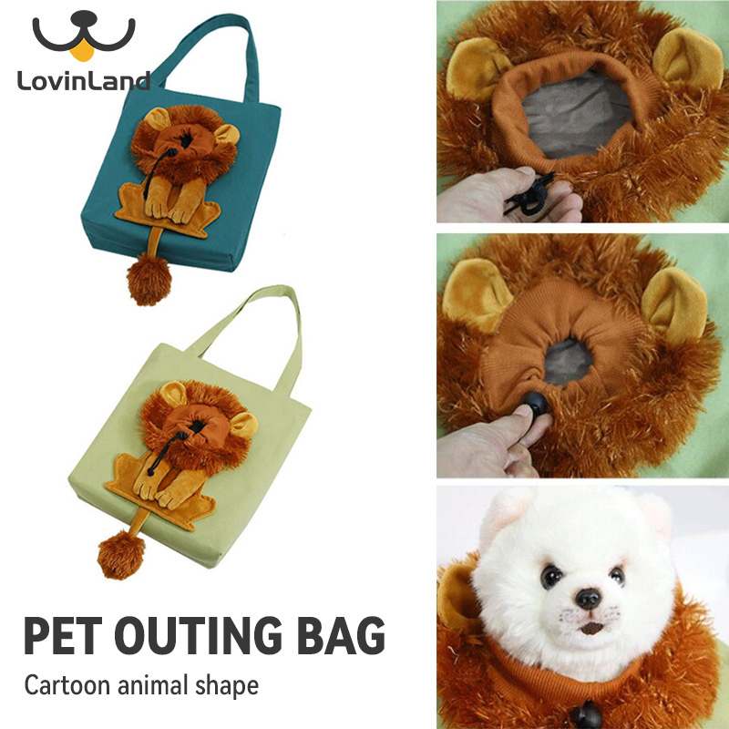 Lovinland túi vải đeo vai cho thú cưng hình sư tử dễ thương cho chó mèo nhỏ