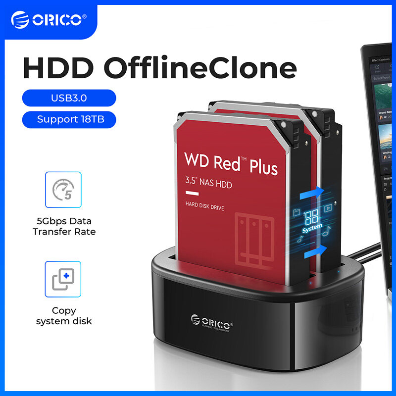 ORICO Dual-bay Ổ đĩa cứng gắn ngoài trạm nối cho 2.5/3.5 inch HDD SSD SATA để USB 3.0 Trạm Sạc HDD t