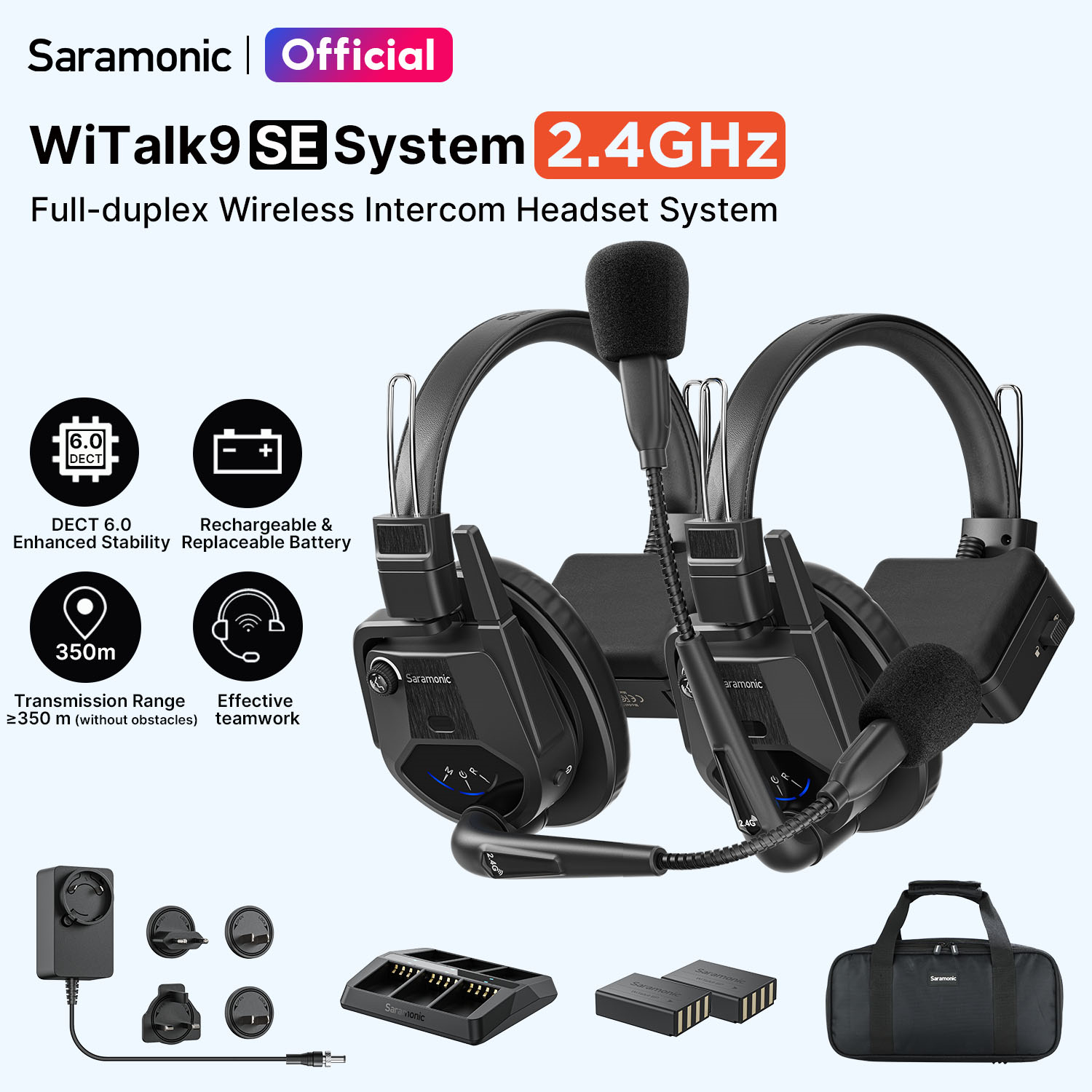 Saramonic Witalk9 SE 2.4GHz Full-duplex Wireless Intercom Headset System for TV Film ProductionTeamwork Drone Shooting ราคา 12,190 บาท*ส่งฟรี