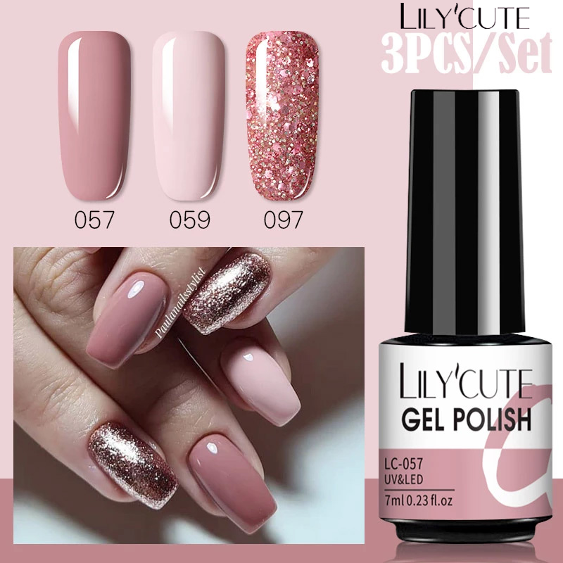 LILYCUTE 3 Cái/bộ Sơn Móng Tay Nghệ Thuật Giáng Sinh Màu Đỏ Xanh Lá Cây Phổ Biến Bán Vĩnh Viễn Quà Tặng Tất Cả Cho Năm Mới Sơn Móng Tay Gel UV