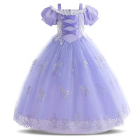 Mqatz cô gái trang phục Halloween cho trẻ em công chúa Belle váy cosplay 3-10 Tuổi Ngủ vẻ đẹp bữa tiệc lễ hội công chúa trang phục smr053
