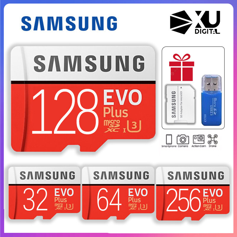 Samsung Evo Plus Thẻ Micro SD 16GB Thẻ Flash Tốc Độ Cao 32GB 64GB Thẻ Nhớ TF 128GB 256GB Thẻ Nhớ 512GB Thẻ Nhớ Điện Thoại Di Động Máy Tính Bảng Thẻ Micro SDXC (Pula) bộ Chuyển Đổi SD Na May Class 10