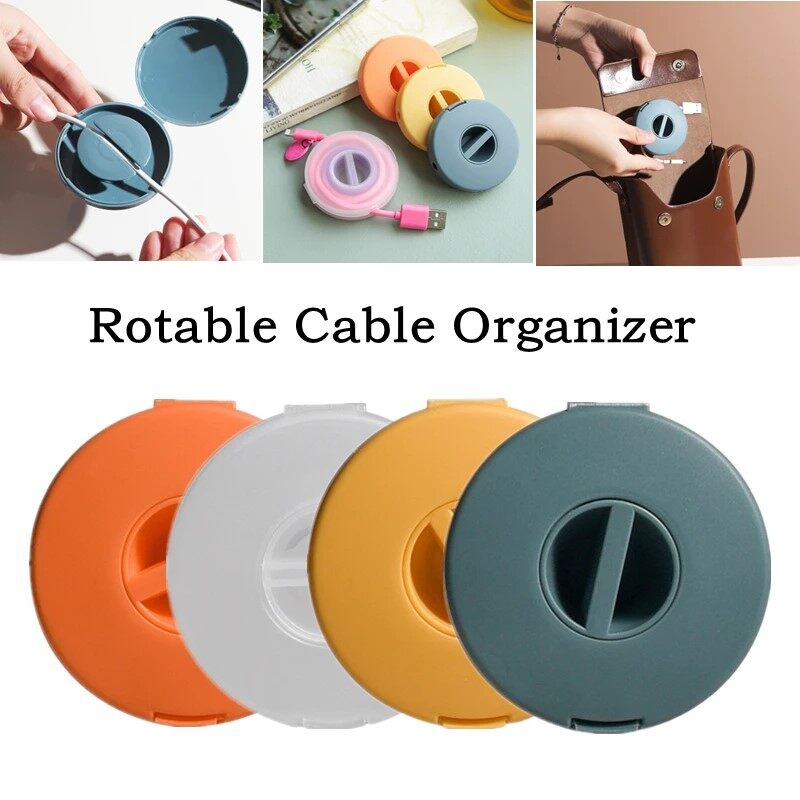 Phổ Xoay kẹp dây cáp điện thoại Vòng Dụng cụ quấn tai nghe cáp dữ liệu điện thoại di động dây sạc Lưu Trữ Hộp Tự Động Dây Adjustsble Cáp Chủ