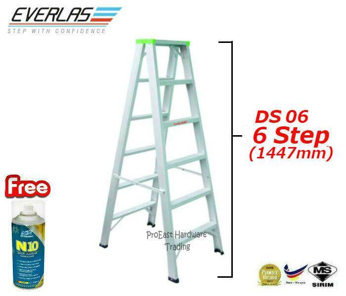 Everlas Ds07 Original 7 Steps Double Sided Aluminium Ladder Tangga Lipat Lazada