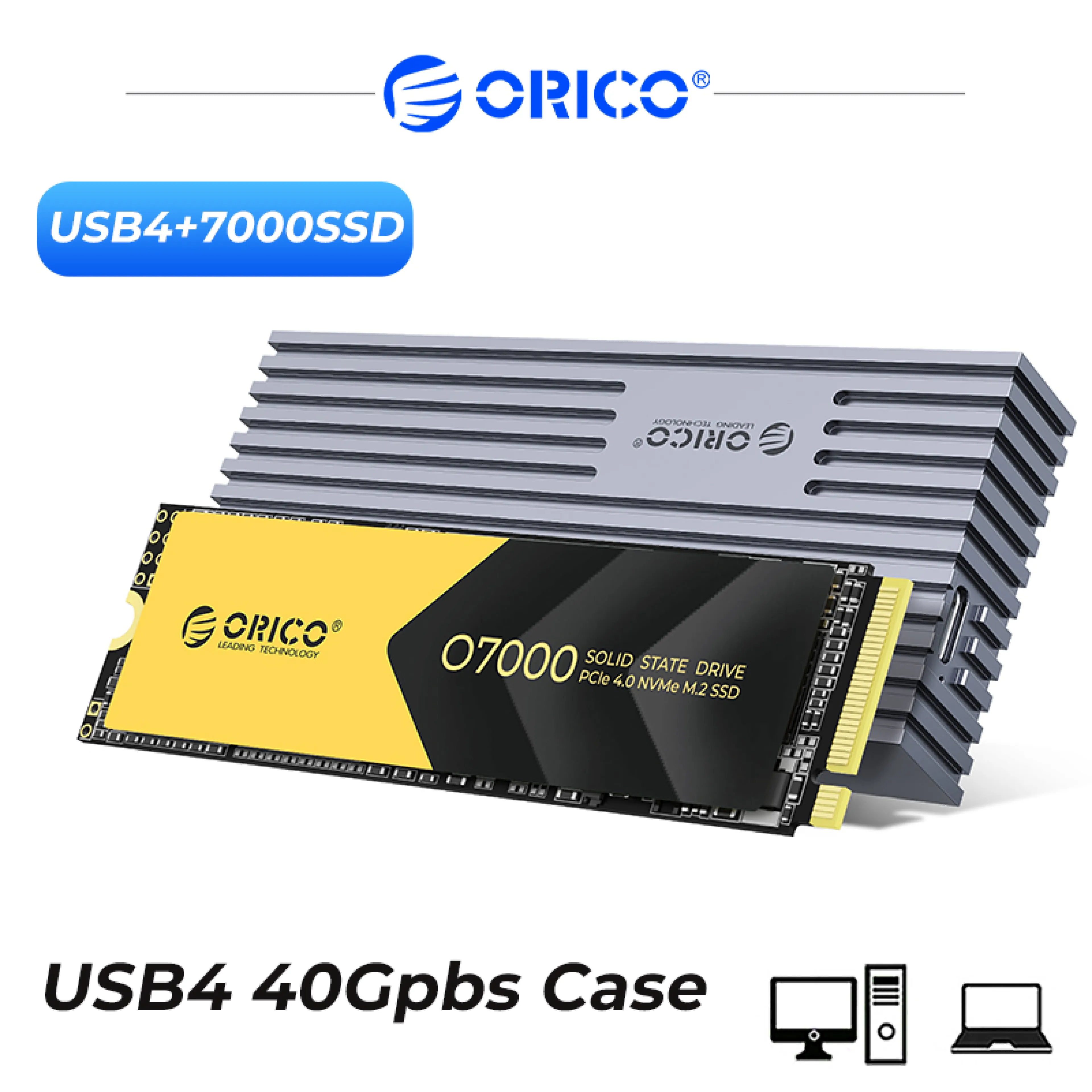 ORICO USB4.0 M.2 SSD Case 40Gbps M2 NVMe Case Compatible with Thunderbolt 3 4 USB3.2 USB 3.1 3.0 Type-C Multiple Protocols