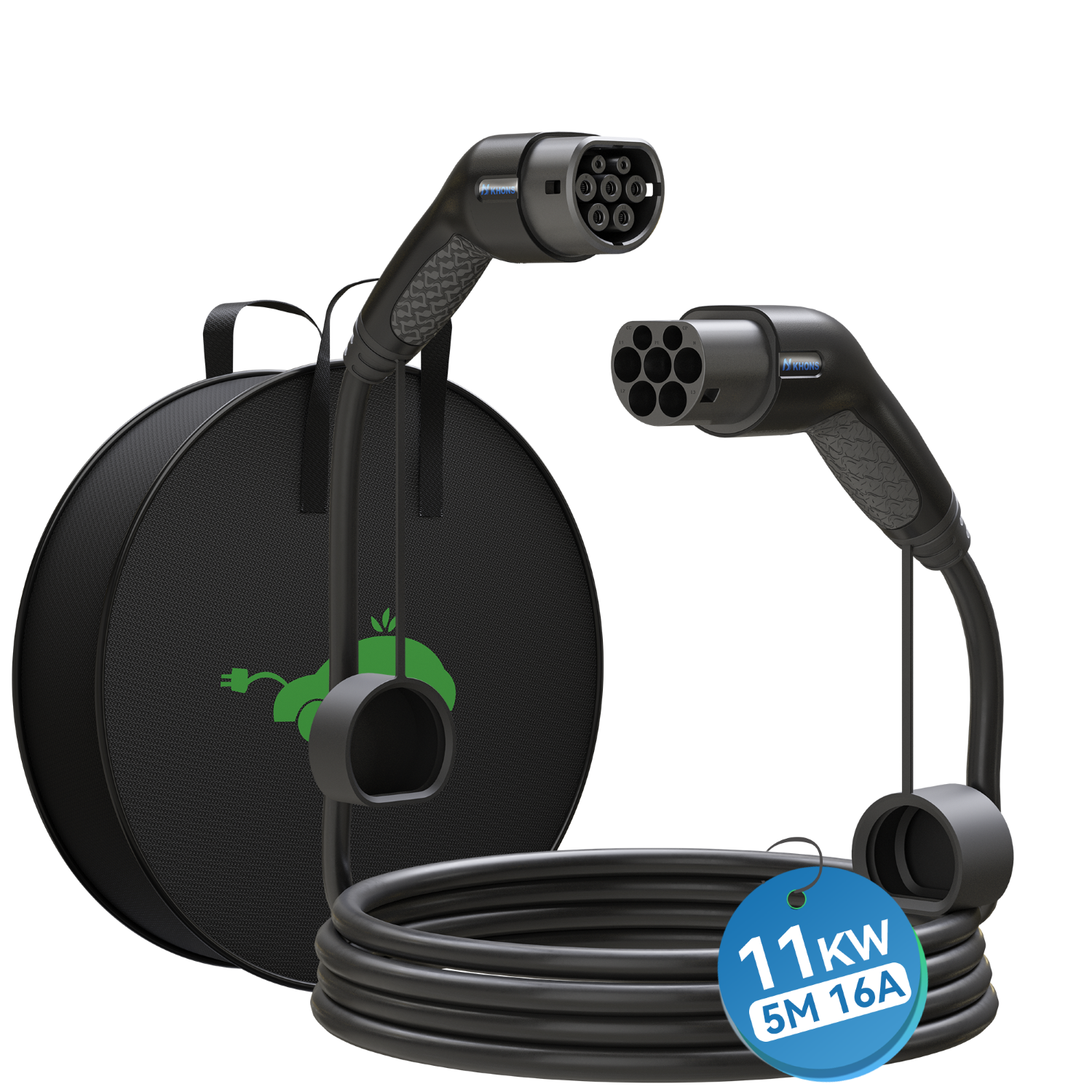 KHONS Type 2 EV Charging Cable 11KW/ 16A/3 Phase/5m Charger Cable Type 2, EV Charger 11KW, Compatible With Most Type 2 Electric Vehicles, Including Carrying Case(Black) ราคา 8,950 บาท*ส่งฟรี