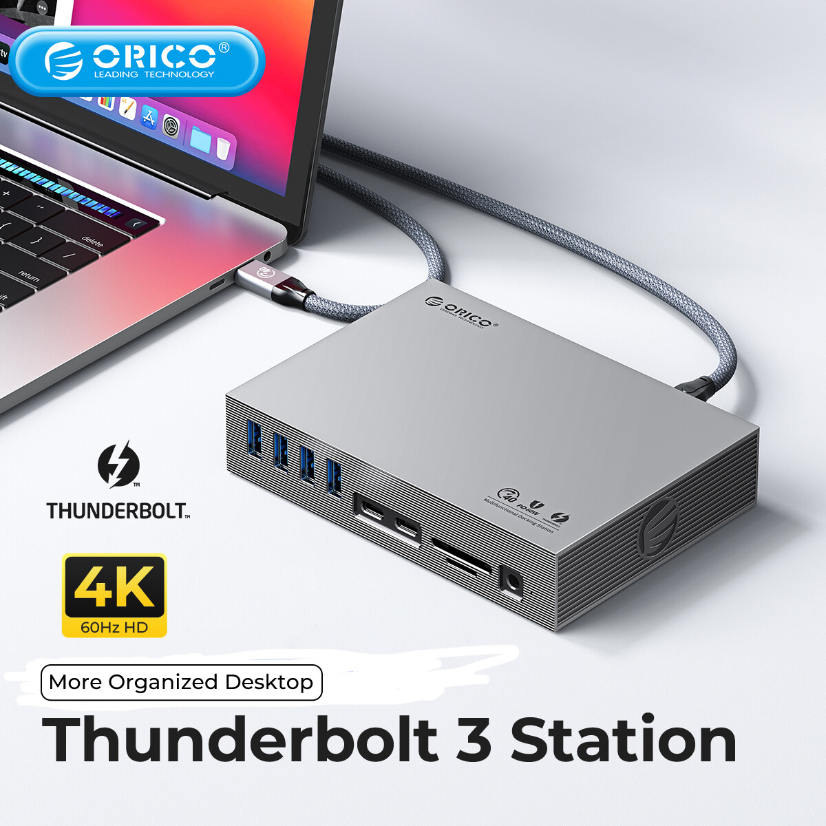 ORICO Thunderbolt 3 USB C Docking Station Triple Display Type C to 8K60Hz DP 40Gbps HUB RJ45 3.5mm PD SD for PC Windows Mac OS ราคา 10,441 บาท*ส่งฟรี
