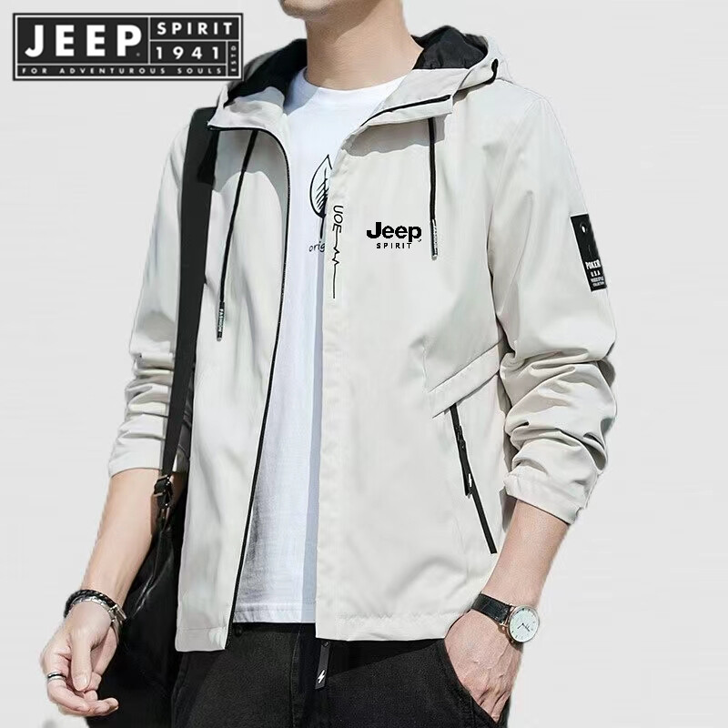 JEEP SPIRIT 1941 ESTD Nam Phong Cách Hàn Quốc Áo Khoác Có Mũ Thời Trang Thường Ngày Áo Khoác Jacket 