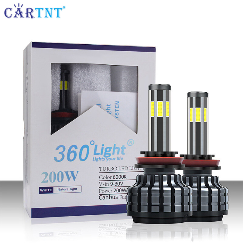 CarTnT 1 Cặp Đèn 6 Mặt Bóng Đèn Pha LED Xe Ô Tô H4 H7 H8 9012 H11 9005 HB3