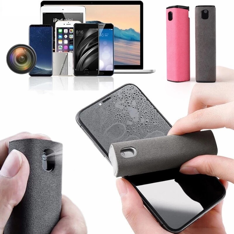 Bình Xịt Vệ Sinh Màn Hình Điện Thoại 2 Trong 1 Bộ Vải Vi Sợi Loại Bỏ Bụi Màn Hình Máy Tính Dụng Cụ Vệ Sinh Mà Không Cần Dung Dịch Vệ Sinh