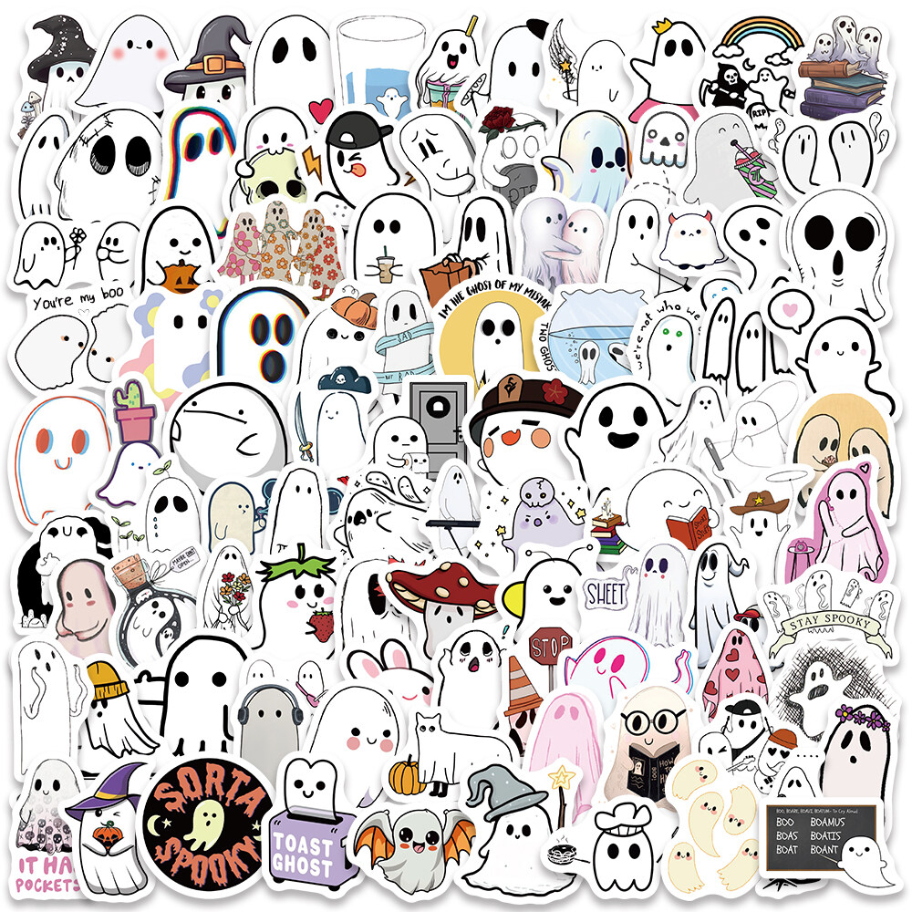 100 cái hoạt hình dễ thương Ghost hoạt hình không thấm nước Sticker trượt