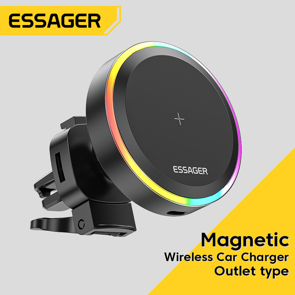 Essager bộ sạc không dây từ tính 15w đèn tạo không khí nhiều màu sắc cho iphone samsung xiaomi đế sạc nhanh không dây cảm ứng