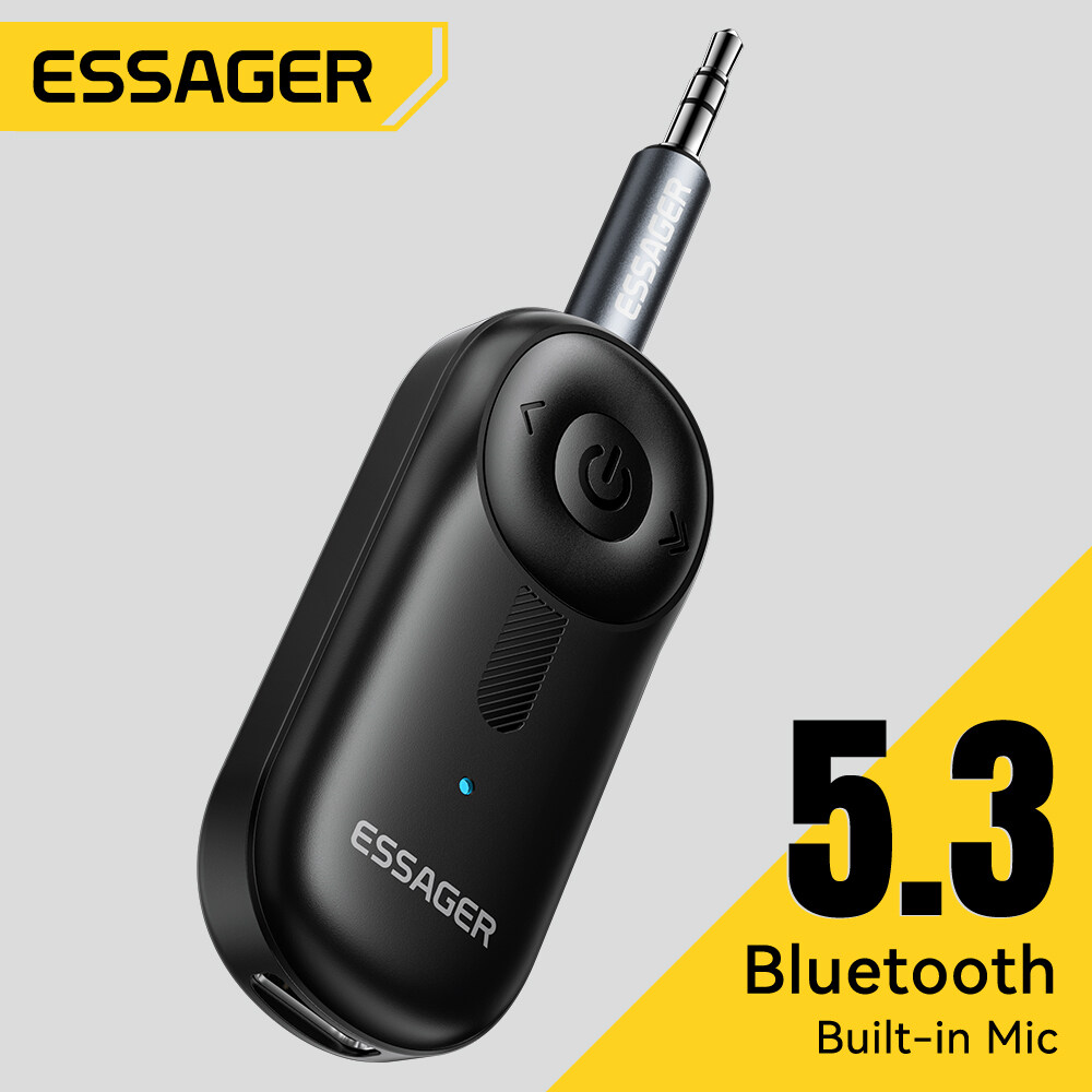 Essager bluetooth 5.3 adapter 3.5mm jack cắm âm thanh bluetooth adapter mic tích hợp trong hỗ trợ cá