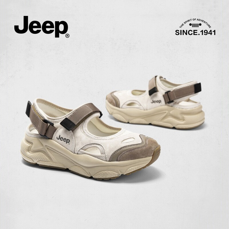 Jeep Mary Jane Roman Sandals Women's Outerwear Summer New Style Hollow Breathable Shoes Sports Baotou Sandals ราคา 3,559 บาท*ส่งฟรี