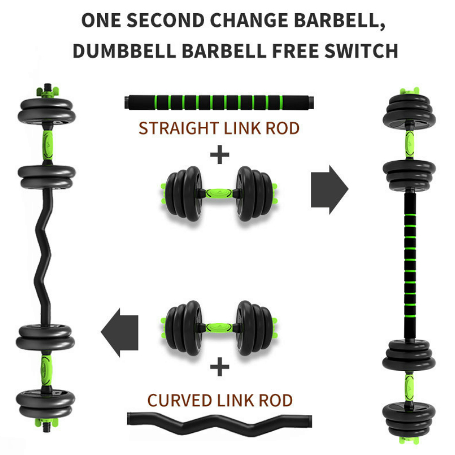 Juego De Mancuernas 40kg Con Barra Ajustable 2 En 1