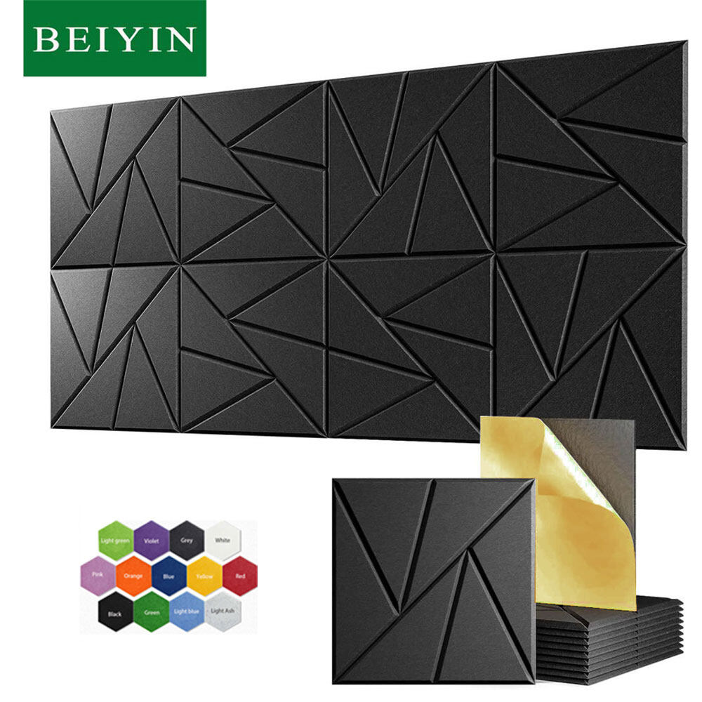 BEIYIN 12 Pcs Self-Adhesive Acoustic Panels for Soundproofing