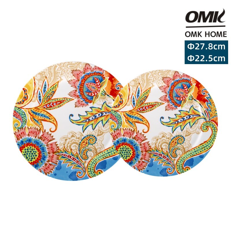 OMK American hand-painted ceramic Dinner Plate Set 8.5 inch and 11 inch ราคา 271 บาท*ส่งฟรี