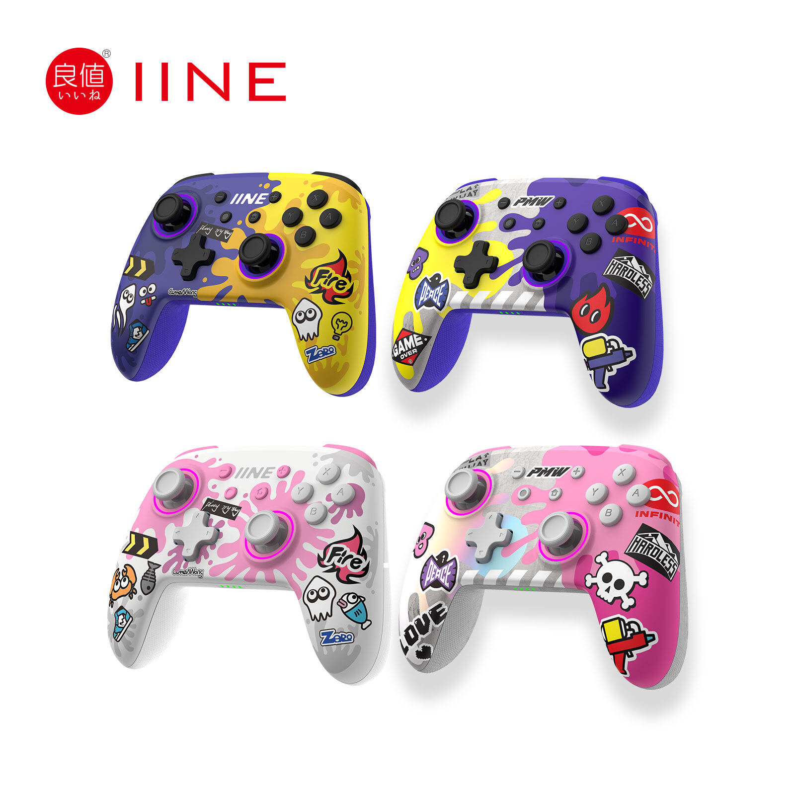 Bộ điều khiển không dây iine splatoon độc quyền hỗ trợ đánh thức hỗ trợ nfc amiibo tương thích nintendo switch/switch lite/switch oled