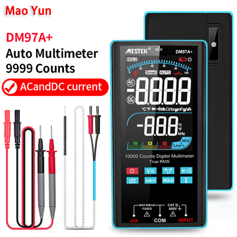 Đồng hồ vạn năng kỹ thuật số 9999 đồng hồ vạn năng kiểm tra dây sống điện áp xoay chiều dòng điện một chiều điện dung ohm diode ncv hz màn hình hiển thị màu lcd