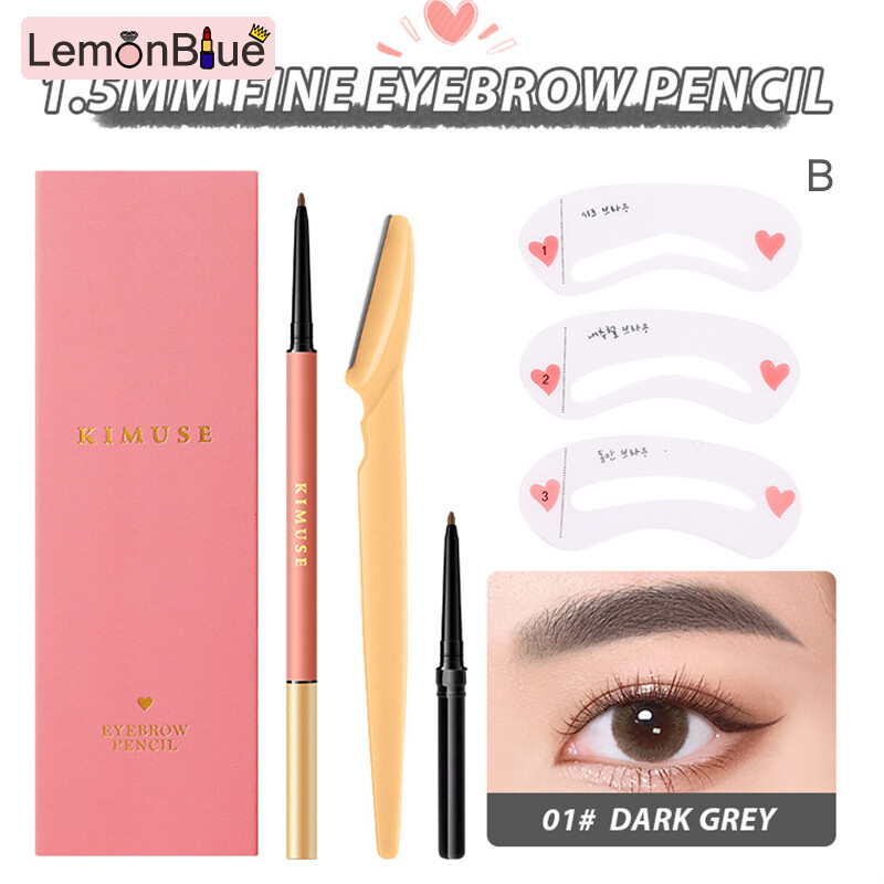 Gambar 3pcs set Natural Stereo Double Headed Eyebrow Pencil Set Long Lasting Waterproof convenient Double head Triangles head Ultra Fine Waterproof Eyebrow Pencil set eyebrow