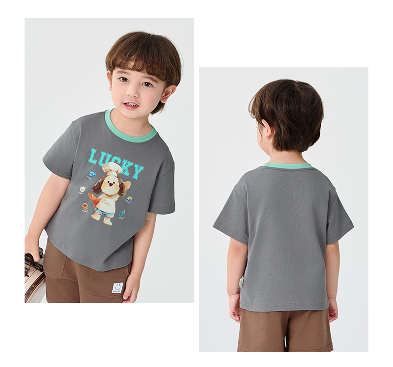 balabala Boy Pure Cotton Short Sleeve T-Shirt Baby Clothes Summer Short Sleeve Top For Infants Toddlers · v5