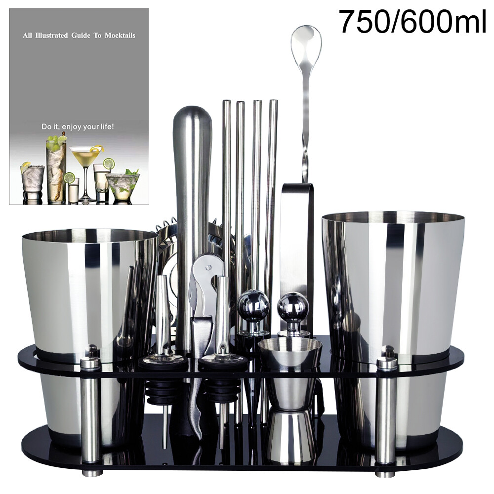 16 cái 750/600ml Boston Bộ bình lắc cocktail barware bartender bartending Kit Dụng Cụ Quầy Bar với c