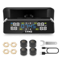 TPMS Solar Screen Data Display Tire Pressure Warning Monitoring System With 4 Sensors Temperature Alarm SmartTire Pressure Alarm