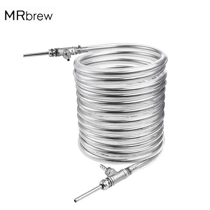 Gambar Enfriador De Mosto A Contraflujo, Intercambiador De Calor De Acero Inoxidable, Enfriador De Mosto 9.52 * 0.5 * 10M Con Conector De Tubería Sin Costura Y Tubo Exterior De PVC