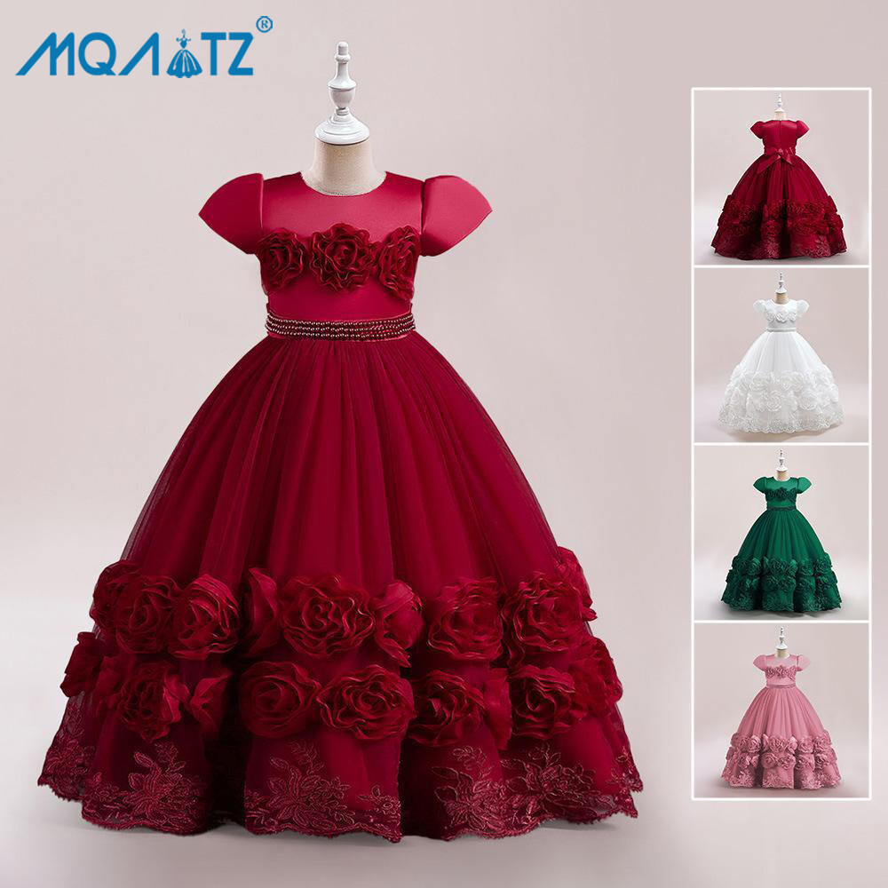 MQATZ Girls Christmas Dress Flower Bridesmaid Children Princess Clothes Long Party Gowns Pageant Prom Communion Costume AL011 ราคา 767 บาท*ส่งฟรี