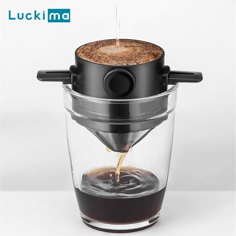 Gambar Foldable Coffee Filter for Office Home Travelling Portable Drip Coffee Maker Stainless Steel Reusable Pour Over Coffee Dripper