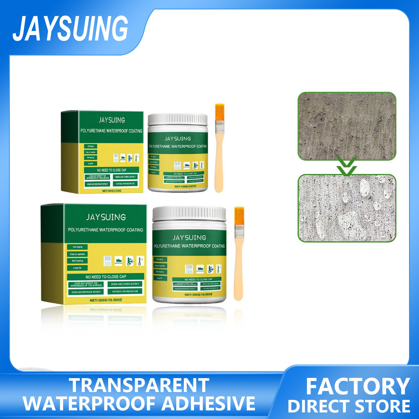 Jaysuing Transparent Waterproof Glue Sealing Paste With Brush Anti-Leak Sealant Roof Wall Floor Tile Waterproof Adhesive Sealants Invisible Waterproof Agent Transparent Sealing Coating Leak-Free Glue Adhesive Strong Sealant Toilet Repair Tools ราคา 235 บาท*ส่งฟรี