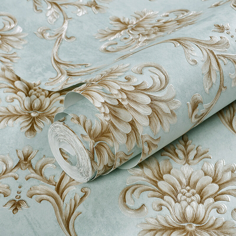 Phong cách Châu Âu 3D dày Giấy dán tường tự dính Phòng ngủ phòng khách trang trí Damascus miếng dán