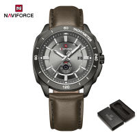 NAVIFORCE Original Mens Business Watch Leather Strap 30m Waterproof Quartz Movement Calendar Luminous Hands Round Case Mens Fashion Watch NF9269