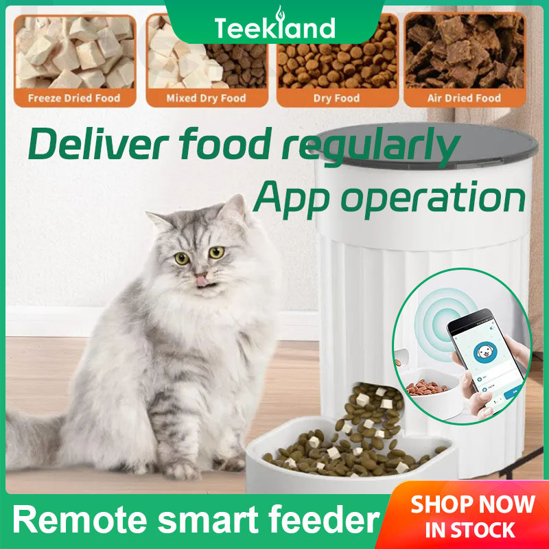 เครื่องให้อาหารแมวอัตโนมัติ Teekland Cat Pet เครื่องให้อาหารแมว เครื่องให้อาหารสุนัขอัตโนมัติ 3 ลิตร เครื่องให้อาหารแมว 4G/2.4G WiFi แบบตั้งโปรแกรมได้ เครื่องให้อาหารสุนัขแบบรีโมทผ่านแอป ราคา 1,367 บาท*ส่งฟรี