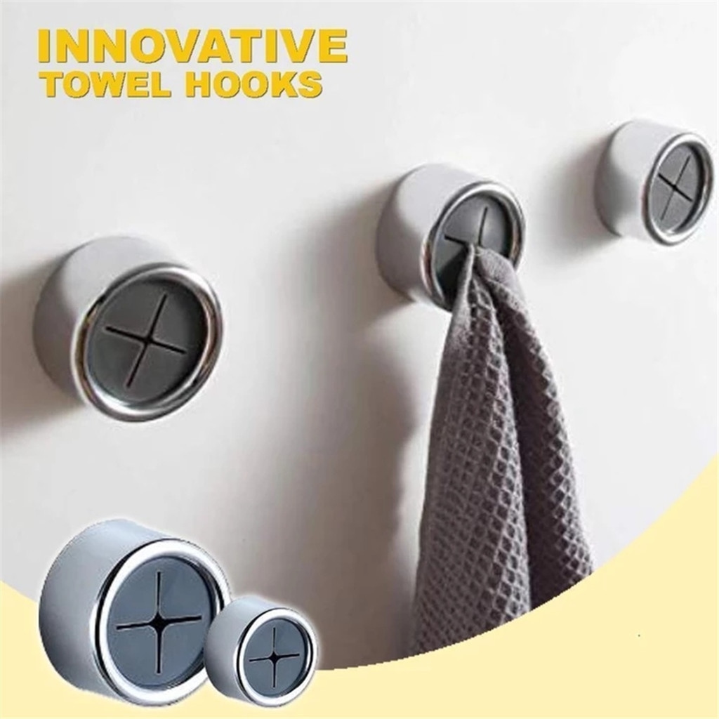 Gambar 1PC Invincible Hook free Towel Hook Free Punch Towels Hooks Kitchen Bathroom Door Hook Home Towel Atorage Bathroom Accessories