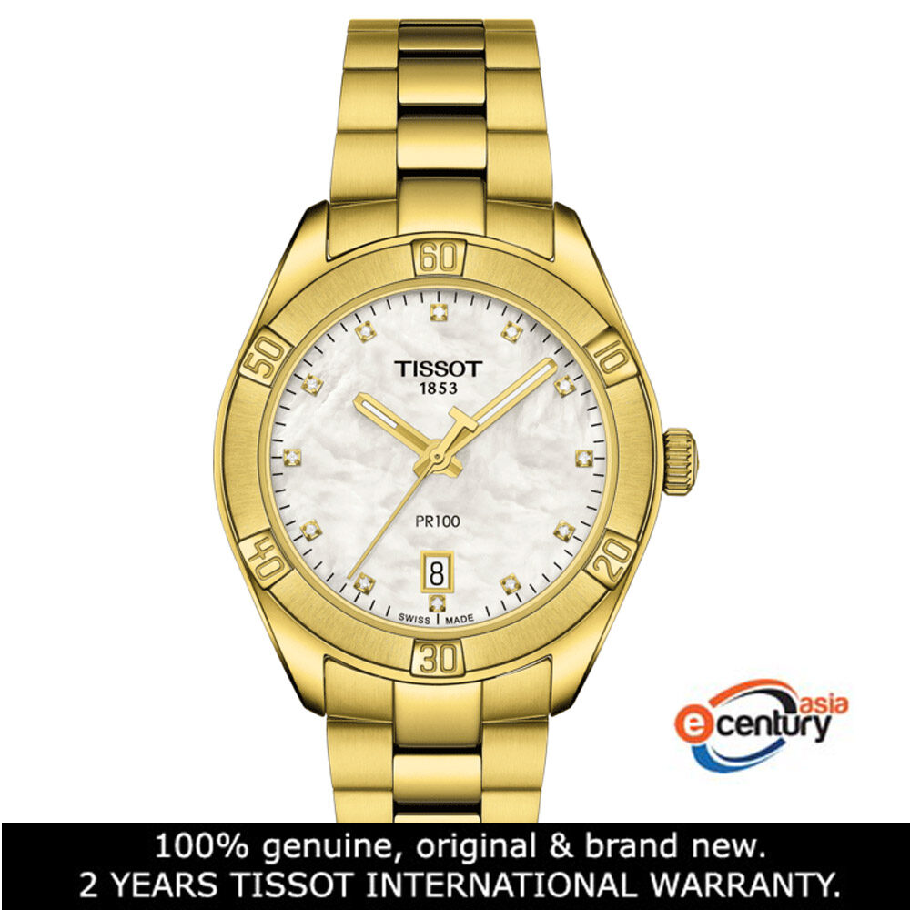 Tissot T101.910.33.116.01 Ladies Quartz T-Classic PR 100 Sport Chic  Diamonds Yellow Gold-Tone Stainless Steel Watch | Lazada