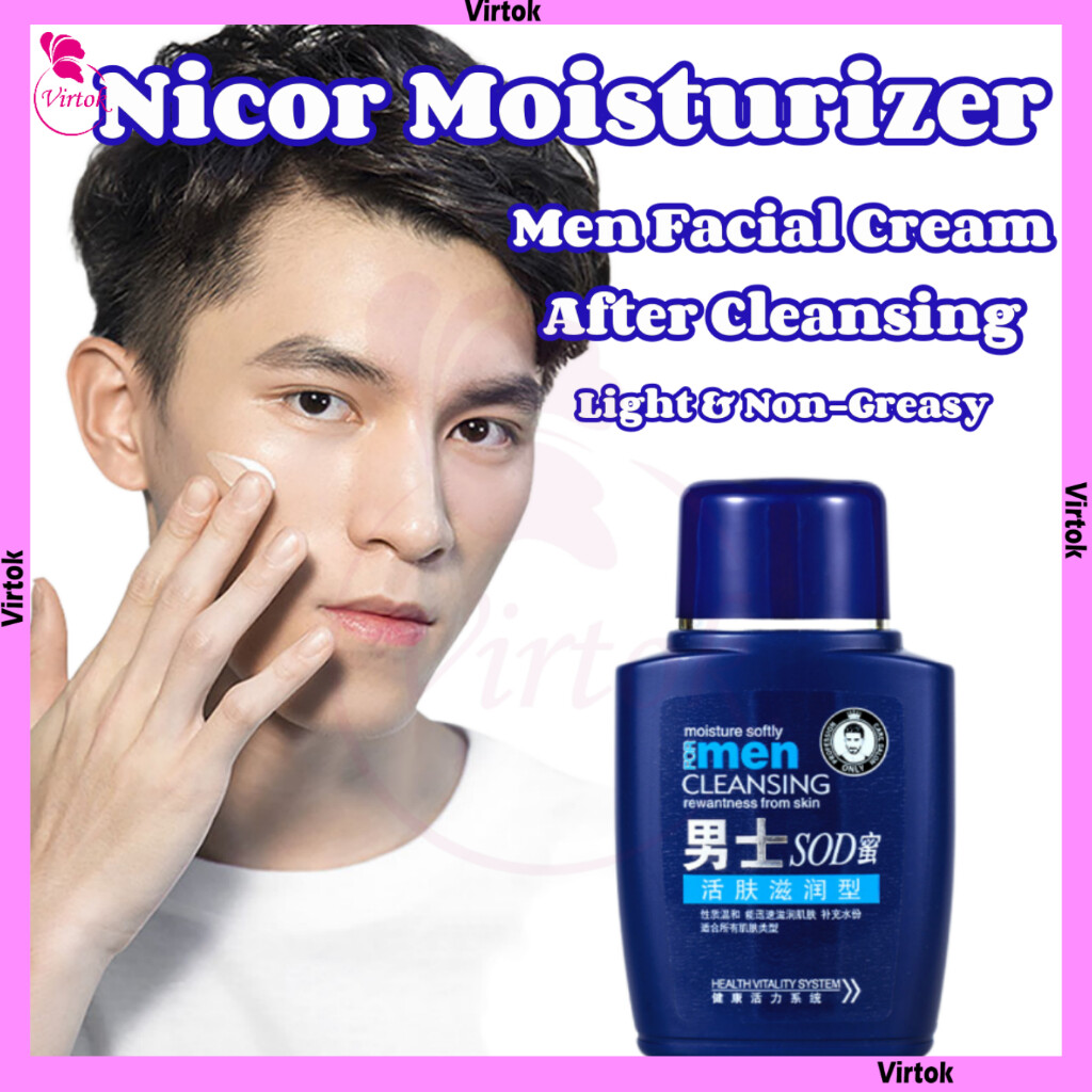 VIRTOK Nicor Men Moisturizer Face Whitening Cream Anti-Aging Anti Wrinkle Facial Skin Care Men Skin Tone-Up
