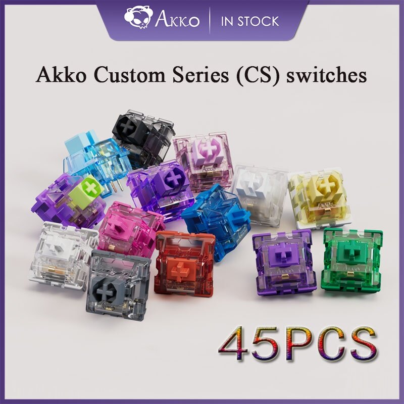 Original AKKO CS Switch for Mechanical Keyboard Ocean Blue Matcha Green Rose Red Axis Linear Tactile Customize  Red Lavender Purple Vintage White Axis Linear Tactile DIY Gaming PC Hot-swappable Accessories cross Switch DIY