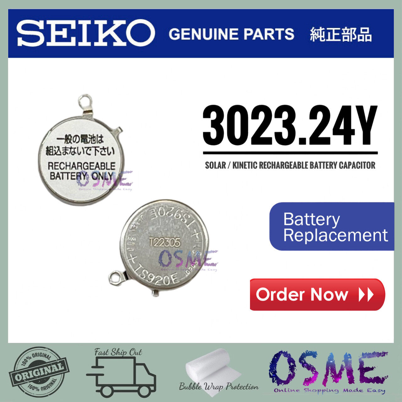 Seiko Chronograph Battery Replacement 1PCS TS920E 3023-34T TS920 3023 34T  TS920 Seiko Watch