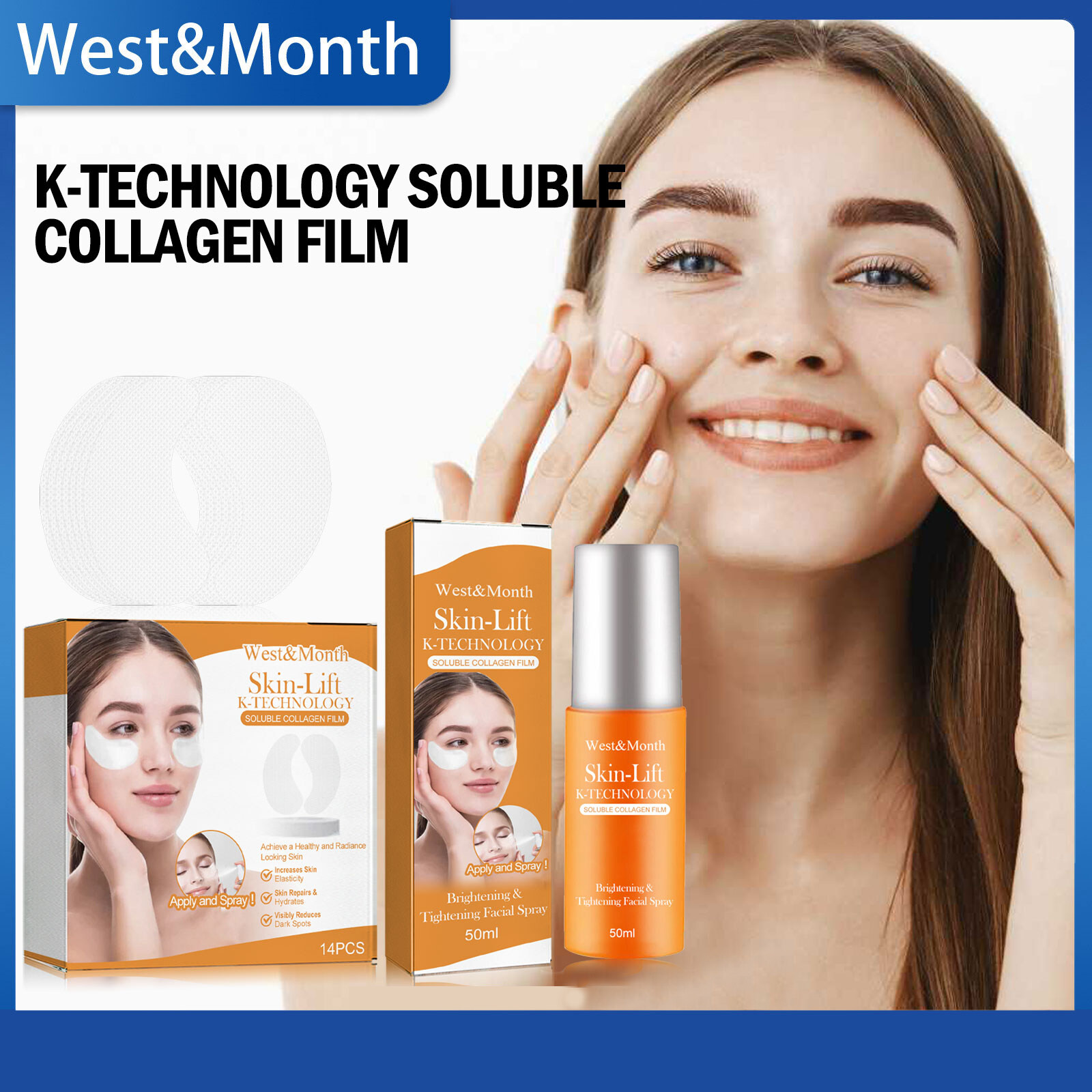 West Month Skin-Lift K-Technology Soluble Collagen Film Collagen Eye Mask