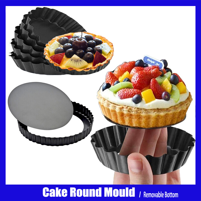 Khuôn bánh flan bánh tart quiche chống dính đế rời 4 inch chảo bánh khuôn tròn bánh pizza bánh nướng bánh đũng rộng có thể tháo rời
