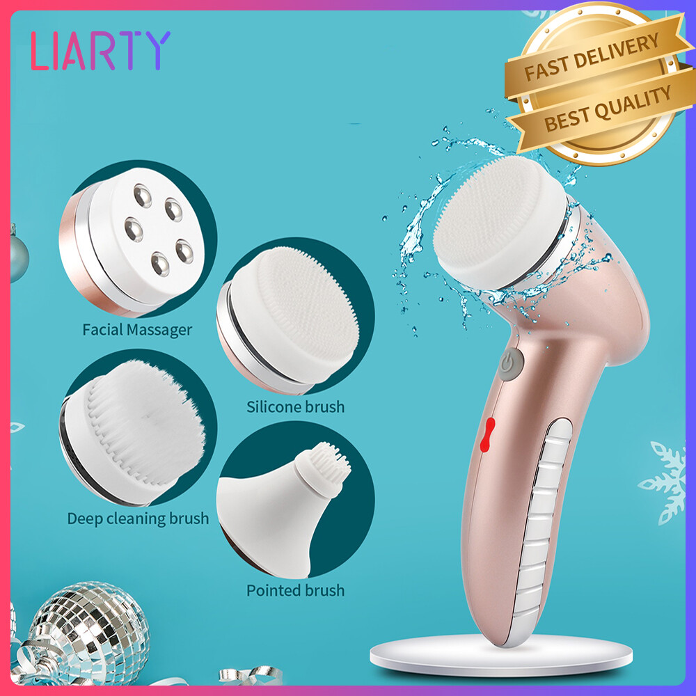 Gambar LIARTY 4 in 1 Facial Cleansing Brush Skin Blackhead Removal Acne Cleaner Face Brighten Electric Deep Cleaning Brush