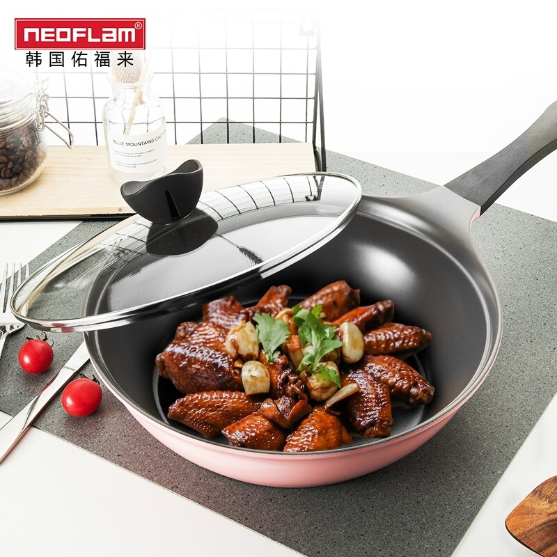 Gambar Neoflam ceramic fry pan home cooking pot little lampblack titanium flat induction cooker gm
