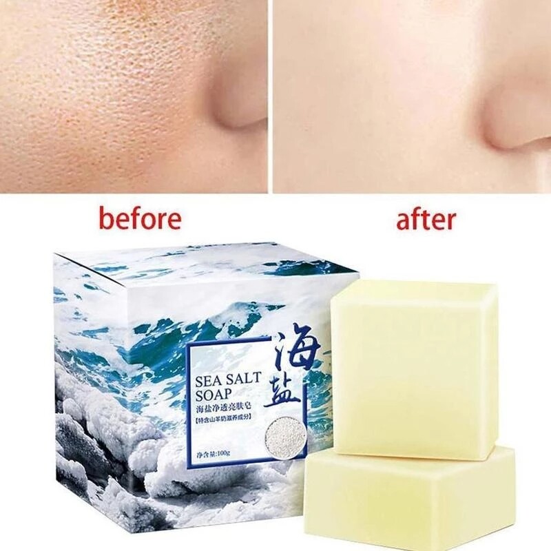 Gambar ??HiMY?? 100g Sea Salt Soap  Shrink Pores Whitening Blackhead Removal Face Wash Treatment Pores Acne Remove Mites Mild and Non irritating  ??? ????? ???? ???? ?????