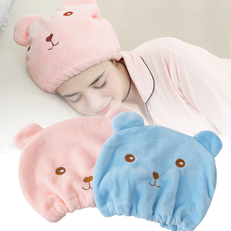 Gấu Hoạt Hình Dễ Thương Mũ tắm Khăn Trùm Tóc vi sợi Mũ sấy tóc nhanh quấn đầu mũ tắm mũ tắm