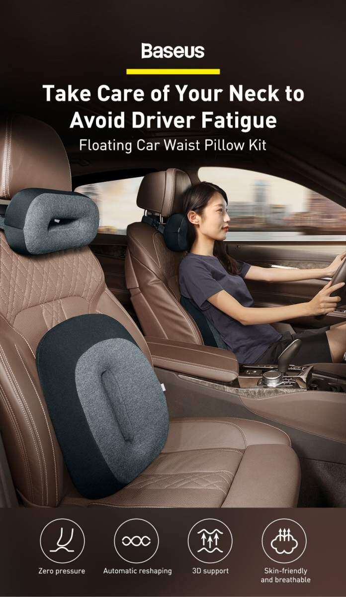 Baseus Floating Car Waist Pillow / Car Headrest Auto Headrest Pillow Neck Rebound Memory Lumbar Air Layer Fabric Support Foam Seat Covers